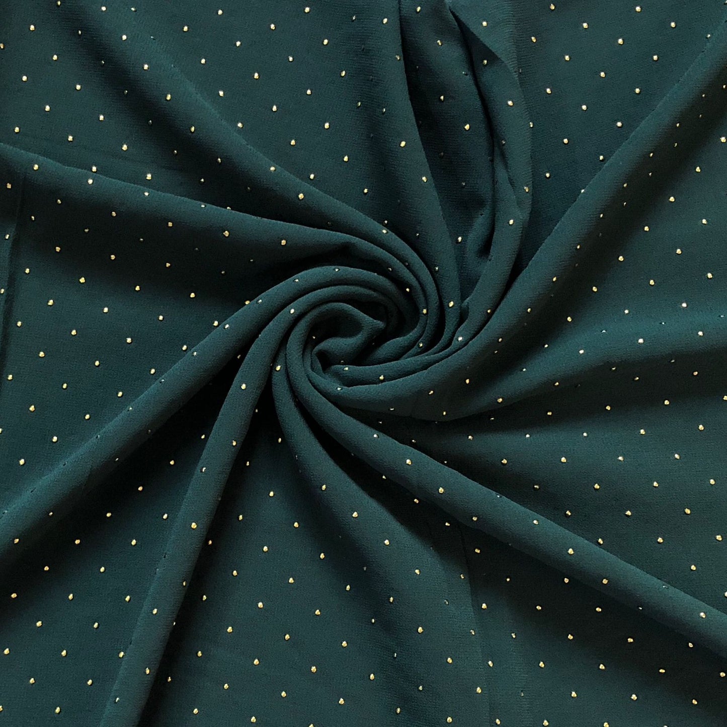 Gold Dotted Chiffon Hijab - Pine Green