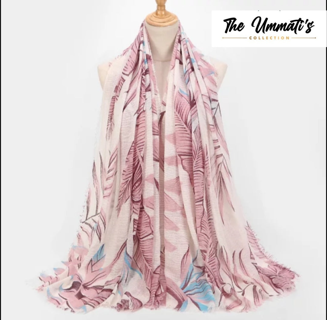 Printed Cotton Crinkle Hijab - Blush