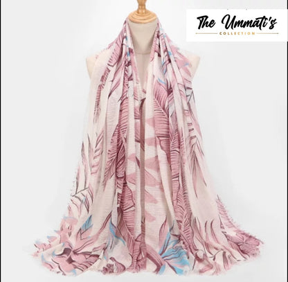 Printed Cotton Crinkle Hijab - Blush