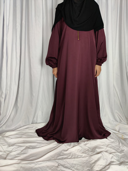 Burgundy Color Abaya | Elastic Cuffed Abaya | theummatis