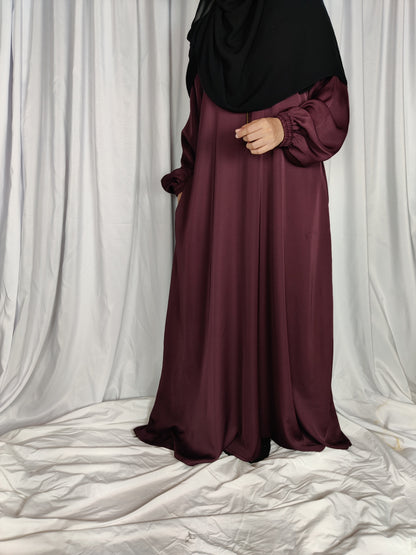 Burgundy Color Abaya | Elastic Cuffed Abaya | theummatis