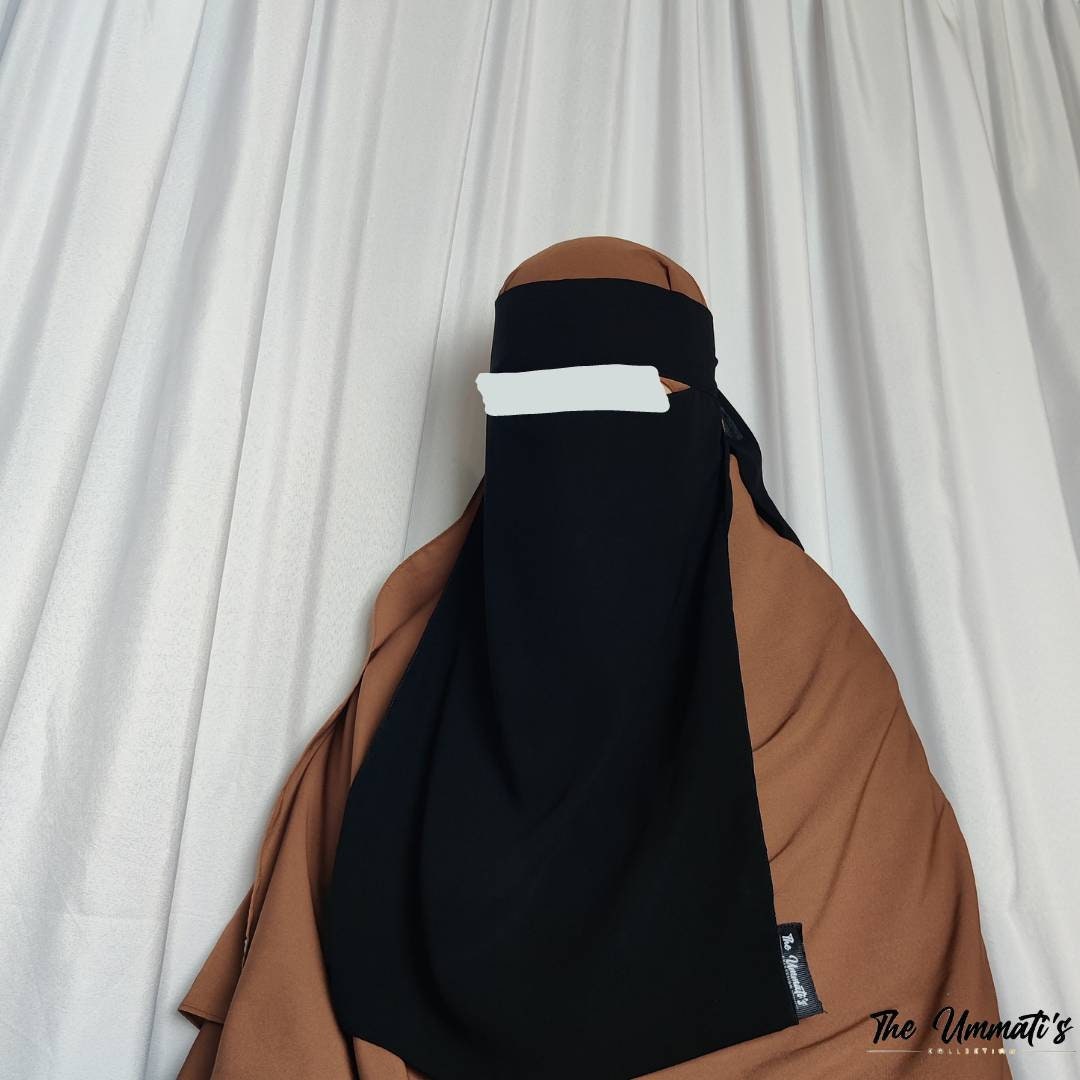 Long Single layer Niqab (Pinch) - Black