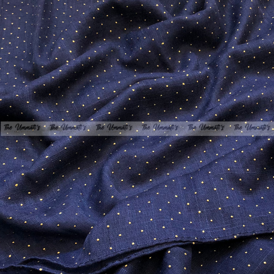Gold Dotted Hijab - Navy