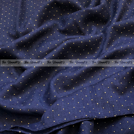 Gold Dotted Hijab - Navy