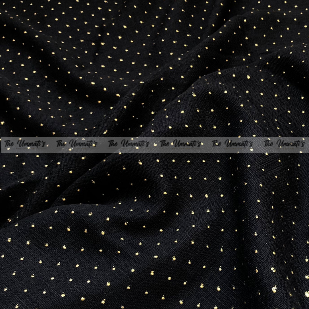Gold Dotted Hijab - Black