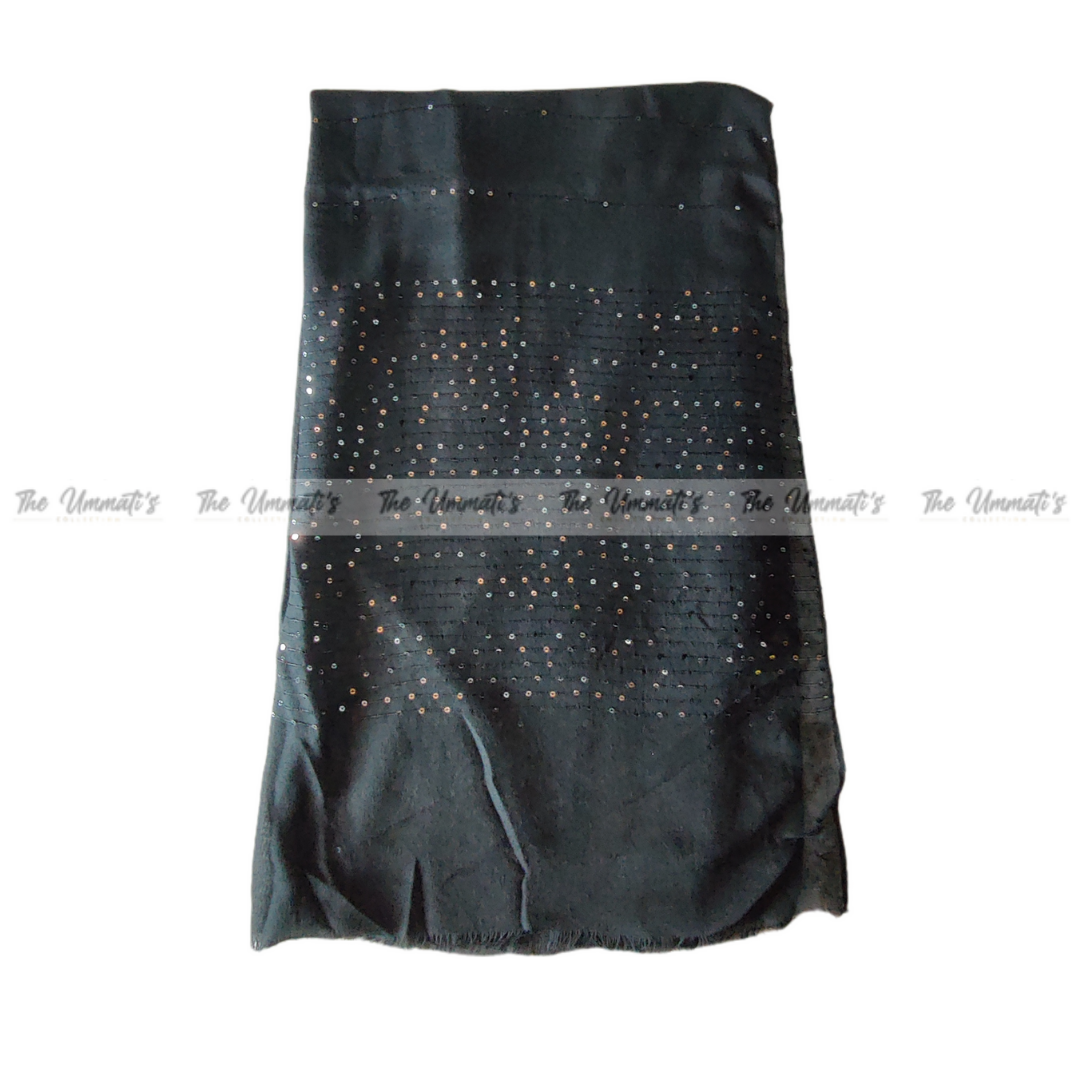 Striped Sequins Hijab - Black