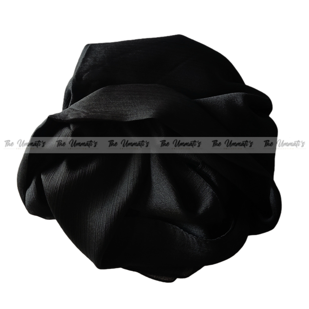 Crinkle Silk Hijab ( Black )