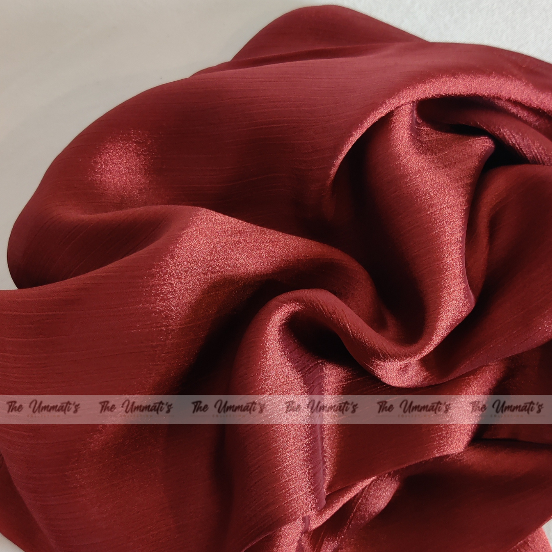 Crinkle Silk Hijab ( Rose Red)